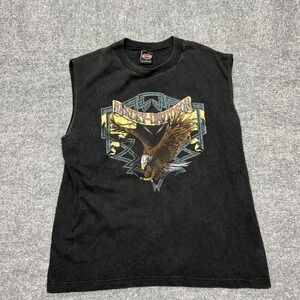 Vintage Harley-Davidson Shirt Mens Large Black Eagle Grand Junction CO Tank